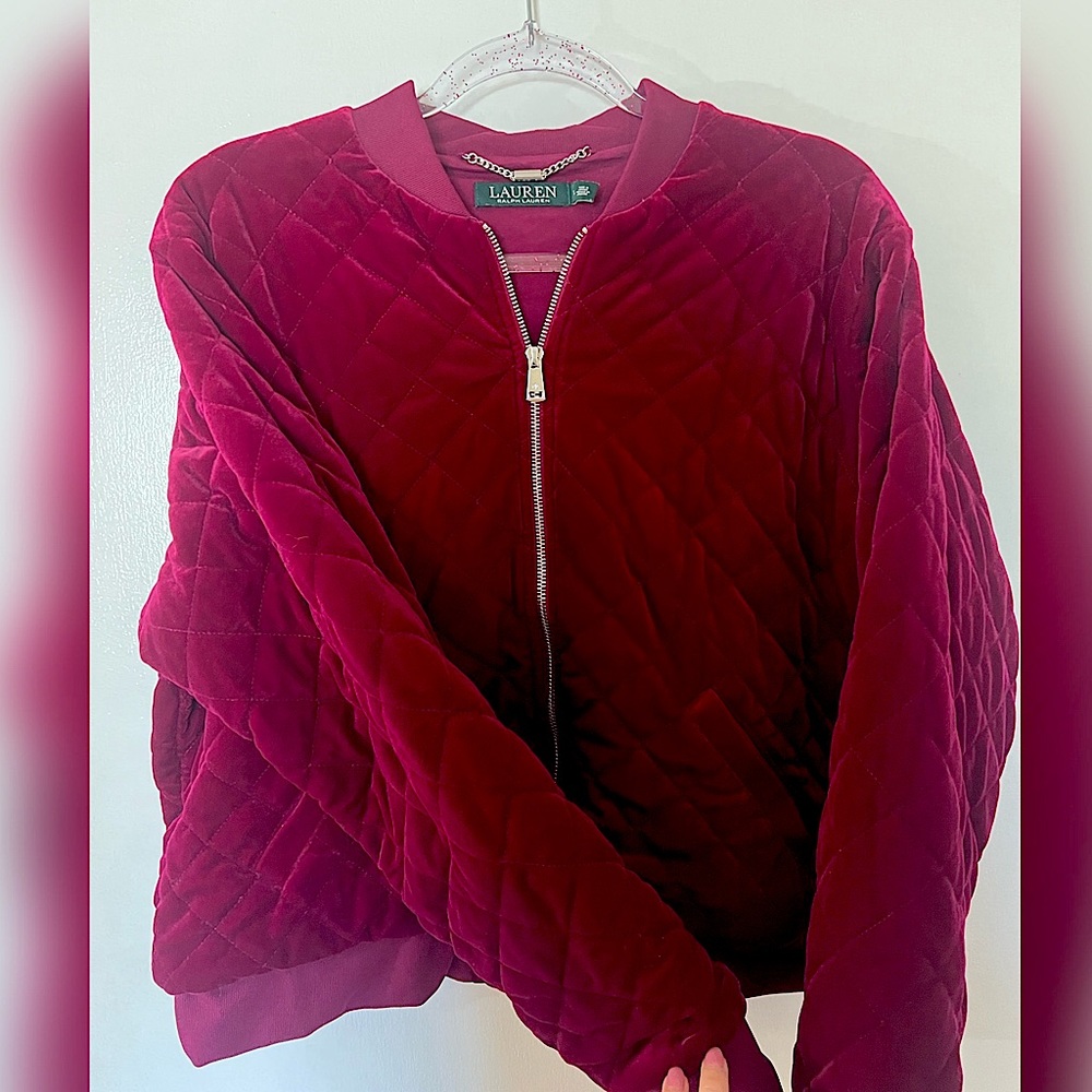 Ralph Lauren quilted red velvet bomber jacket ❤️💕